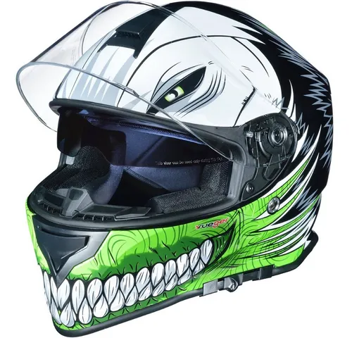 RT-824 Integralhelm Motorradhelm Kinderhelm rueger - Green Hollow, Größe L (59-60) - Motorradhelm mit hohem Tragekomfort und integriertem getönten Klappvisier. Zertifiziert nach ECE-R 22.05, ideal für Sicherheit und style beim Fahren.