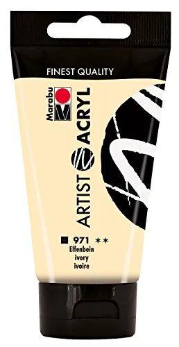 Marabu 12200002971 - Artist Acryl elfenbein 75 ml, feine Acrylfarbe in Künstlerqualität, auf Wasserbasis, pastose Konsistenz, hoch pigmentiert, sehr gute Brillanz und Deckkraft