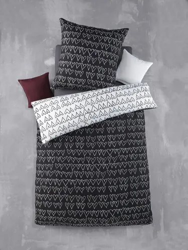 soma Bettwäsche Bettwäsche 135 cm x 200 cm Herz schwarz weiß, Bettbezug Kopfkissenbezug Set kuschelig weich hochwertig