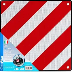 Aluminium Warntafel Italien 50 x 50 cm - Reflektierende Warntafel für überstehende Ladungen, ideal für Reisemobile, Wohnwagen und Anhänger - erfüllt die Kennzeichnungspflicht in Italien.