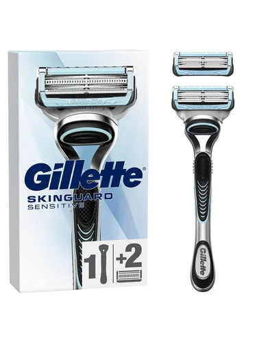 Gillette SkinGuard Sensitive Rasierklingen 2er Pack - Gillette SkinGuard Sensitive Rasierklingen für Männer, speziell entwickelt für empfindliche Haut. Die Technologie minimiert Hautreizungen und sorgt für eine sanfte Rasur. Ideal für präzises Stylen von Gesichtshaar.