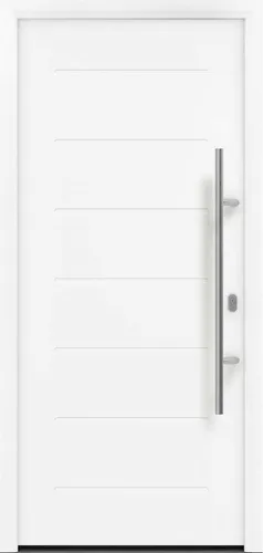 Haustür EcoStar ISOPRO IP 015 - 1100 x 2100 mm Rechts - Hochwertige Metall-Haustür in Verkehrsweiß, ideal für Sicherheit und Energieeffizienz. Perfekt für moderne Eingänge mit Polyurethankern-Türeinlage.