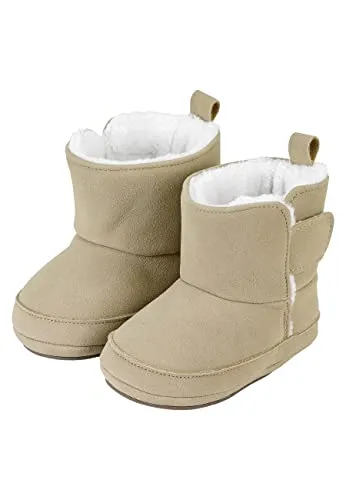 Sterntaler Jungen Baby Schuhe, Beige, 17/18 EU - Hausschuhe für Jungen aus Kunstleder mit rutschfester Sohle und Teddyflausch-Fütterung für warme Füße - ideal für kleine Entdecker.