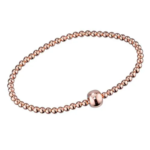 MATERIA Kugel Armband Damen Gold Rosegold 925 Silber - Elegantes Kugel Armband aus 925 Sterling Silber, vergoldet in Rose Gold, verstellbar auf 17cm. Ideal als Geschenk in schöner Schmuck-Box, perfekt für Damen und Teenager.