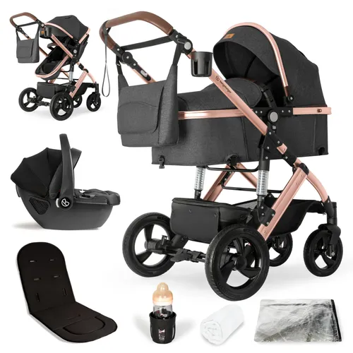Bergsteiger Kombi-Kinderwagen Nizza 3 in 1 - Vielseitiger Kinderwagen mit Auto-Babyschale und optionaler Isofix Station, ideal für Eltern, die Mobilität und Sicherheit schätzen.