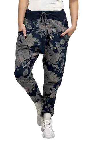 Mississhop Boyfriend-Hose Damen Hose Sweatpants Jogginghose Blumen M.130