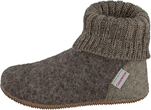 GIESSWEIN Wildpoldsried Kids Hohe Hausschuhe Unisex-Kinder, Taupe 262, 36 EU - Hausschuhe aus 100% Wolle, atmungsaktiv und warm, mit rutschfester Gummisohle für sicheren Halt – ideal für Kindergarten und Zuhause.