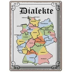 Femer GmbH Metallschild Spruch 30x40cm Dialekte Karte Bundesländer, (1 St), gewölbte Oberfläche, abgerundete Ecken, umgeschlagene Kanten