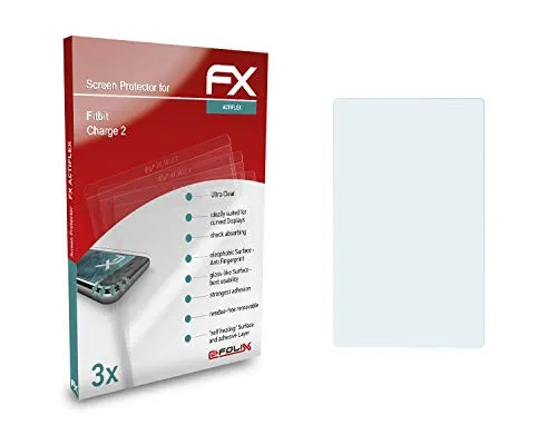 atFoliX Schutzfolie kompatibel mit Fitbit Charge 2 Folie, ultraklare und flexible FX Displayschutzfolie (3X)
