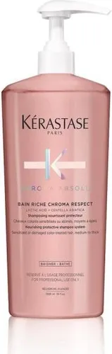 Kérastase Chroma Absolu Bain Riche Chroma Respect Shampoo - 1000ml - Jumbo Shampoo für coloriertes Haar, bietet intensiven Farbschutz und repariert geschädigtes Haar bei 1000 ml.