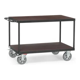 fetra Tischwagen 12405/7016 Grey Edition - Tischwagen für große Lasten mit 500 kg Tragkraft, ausgestattet mit hochwertigen Elastic-Vollgummirollen für optimale Handlichkeit und leichtes Fahren.