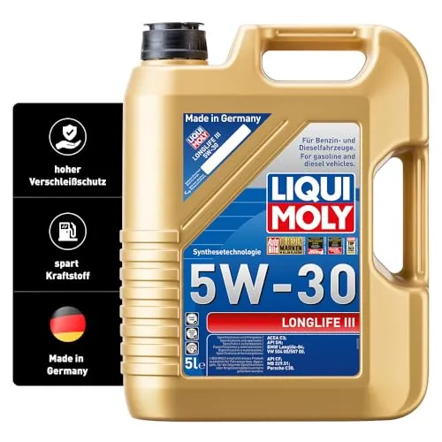 LIQUI MOLY 5W-30 Motoröl Longlife III 5 Liter - Vollsynthetisches Motoröl für optimale Leistung und Schutz, ideal für moderne Fahrzeuge mit hohen Anforderungen, 5 Liter für langanhaltenden Einsatz.