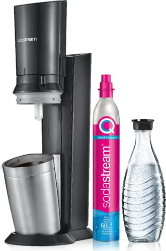 SodaStream Crystal 3.0 CQC - Wassersprudler Titan mit 1 Karaffe & 1 Zylinder, Quick-Connect-System für einfache Handhabung und umweltfreundliche Erfrischungen