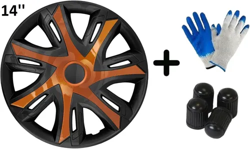 NRM N-Power 14 Zoll Radkappen - 4er Set in Kupfer-Schwarz - Radkappen & Stahlfelgenringe, glänzende ABS Kunststoffoberfläche, einfache Installation ohne Werkzeuge, perfekt für einen stylischen Look.