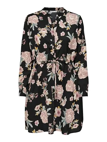 ONLY Damen Onlcory L/S V-Neck Tunic WVN Noos – Stilvolles Tunikakleid - Elegantes Tunikakleid mit V-Ausschnitt und Knopfleiste. Ideal für jeden Anlass, mit Bindegürtel für eine schmeichelhafte Silhouette. Perfekt für den Alltag oder besondere Anlässe.