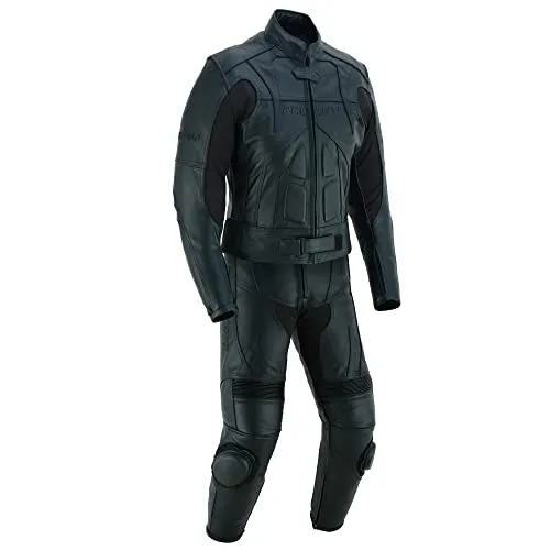 PROANTI Motorrad Lederkombi Racing 2-Teiler - Hochwertige 2-teilige Motorradkombi aus echtem Rindsleder mit CE-Protektoren und Stretch-Einsätzen für optimale Beweglichkeit und Sicherheit. Ideal für passionierte Fahrer.