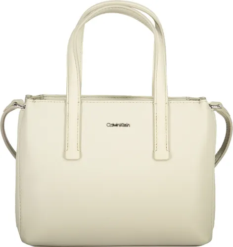 Calvin Klein Damen Umhängetasche Mini Tote Klein - Elfenbein - Damen-Shopper mit modernem Design und ikonischem Calvin Klein Logo. Geräumig und mit Reißverschluss für sicheren Stauraum, ideal für jeden Anlass.