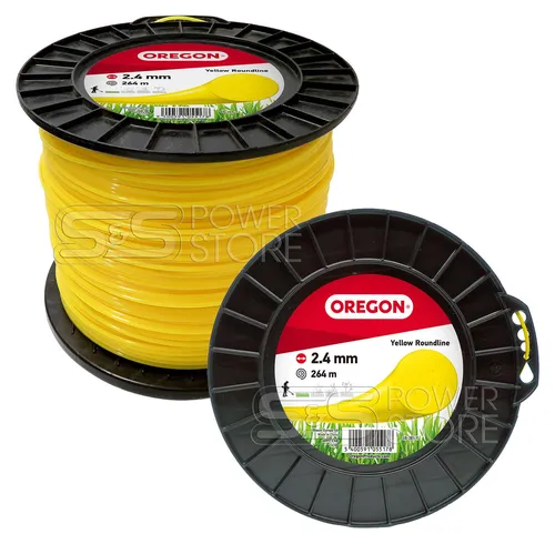 Oregon Gelber Mähfaden 2.4 mm für Rasentrimmer - Professioneller Mähfaden aus hochwertigem Nylon mit hoher Ausfransungsfestigkeit, ideal für mittleres bis langes Gras. 264 m lange Spule, passend für die meisten Trimmerköpfe.