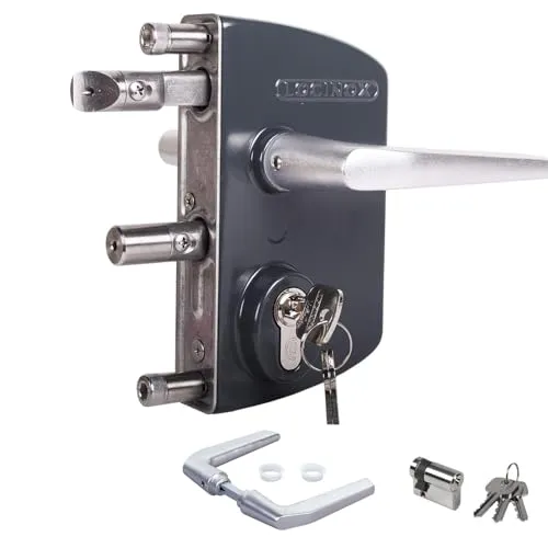LOCINOX Drehtorschloss LAKQ8080 U2, Antrhranzitgrau RAL 7016 - Robustes Gartentorschloss für sichere Verriegelung. Flexibel anpassbar dank 20 mm Riegelverstellbarkeit und einfachem Montagesystem. Ideal für private Gärten und Gewerbeanlagen. Wetterfestes Aluminium-Gehäuse garantiert Langlebigkeit.