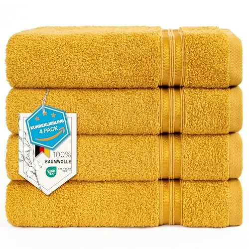 Hammetex 4er Badetuch Set - Premium Baumwolle 50x100cm - Duschtücher aus 100% Baumwolle, weich, saugstark und schnell trocknend, ideal für Zuhause, Spa oder Hotel.