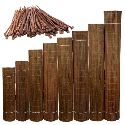 Ogrodzenia Wiklinowe Weidenmatte 150 x 300 cm - Hochwertiger Balkon Sichtschutz - Praktische Weidenmatte für Sichtschutz und Windschutz im Garten. Robuste Verarbeitung mit verzinktem Draht, ideal für verschiedene Anwendungen wie Zäune und Pergolen.