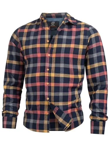 Indicode Langarmhemd Riverside - Navy Mix mit Button-Down-Kragen - Businesshemden aus 60% Baumwolle und 40% Polyester, atmungsaktiv und ideal für einen lässigen Bürolook.