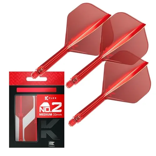 Target Darts K Flex Integrierter Dart-Flug und -Schaft, Nr. 2 Rot (Mittel) | 3er-Pack K-Flex - No 2, Precision Moulded 2-In-1 Dart Flights und Dart Stem | Professionelles Dart-Zubehör