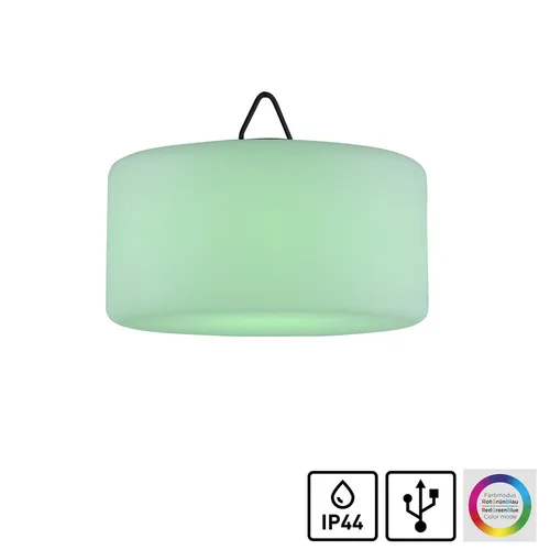 Just Light. LED-Außen-Pendelleuchte Holly Schwarz Ø 40 cm - Mobile RGB LED-Pendelleuchte in Schwarz, kabellos und wiederaufladbar, ideal für flexible Beleuchtung im Außenbereich, Schutzklasse IP44.