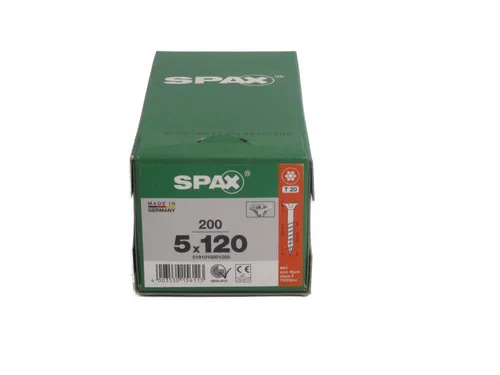 SPAX Universalschraube 5,0 x 120 mm - 200 Stück, T-STAR plus Senkkopf, 20fach höherer Korrosionsschutz durch WIROX-Oberfläche
