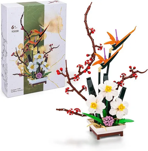 COIL Blumen aus Bauklötzen, Narzisse - Kreativer Bausatz für Spiel und Dekor - Spielbausteine: Erstellen Sie mit 830 Teilen eine detailgetreue Narzisse im Topf, ideal als einzigartiges Geschenk oder Wohndekor für jede Jahreszeit.