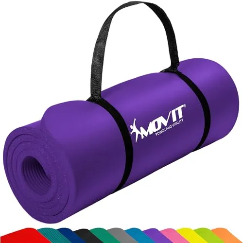 MOVIT Yogamatte XXL - Rutschfeste Pilates Gymnastikmatte - Sportmatte, schadstoffgeprüft, ideal für sicheres und komfortables Training mit praktischem Verschlussband und in verschiedenen Größen und Farben erhältlich.