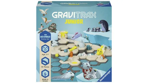Ravensburger GraviTrax Junior Starter-Set L Ice 27060 - Interaktive Murmelbahn aus nachhaltigen Materialien mit Schnee-Elementen für kreatives Spielen ab 3 Jahren