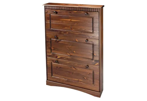 Schuhschrank HOME AFFAIRE "Rustic", dunkelbraun - Schuhschrank für 9-11 Paar Schuhe, aus massiver Kiefer, FSC-zertifiziert, mit dekorativen Fräsungen und pflegeleichter Oberfläche.