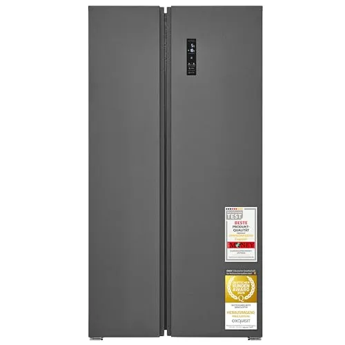 Exquisit Side-by-Side Kühlschrank SBS546-040D, 442 Liter - Kühlschrank mit 442 Litern Volumen, No-Frost-Technologie und LED-Anzeige für einfaches Management – ideal für Familien und WG-Küchen.