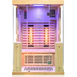 Dewello KINGSTON DUAL-THERM Infrarotkabine - Sauna für 1-2 Personen mit Vollspektrumstrahlern, energiesparendem Timer und Bluetooth-Entertainment. Ideal für Entspannung und Wellness im eigenen Zuhause.