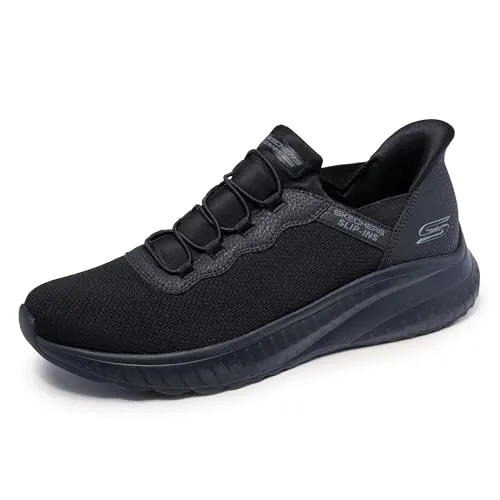 Skechers Slip-ins Bobs Squad Chaos Daily Hype Herren Sneaker Schwarz - Stylische Herren Sneaker aus der SLIPS-INS-Kollektion von Skechers. Einfaches Anziehen ohne Bücken dank Hands Free Slip-Ins und mit bequemer Air-Cooled Memory Foam Sohle für optimalen Tragekomfort.