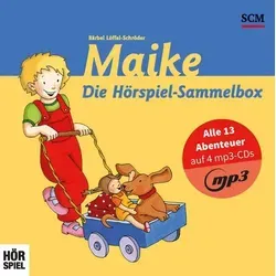 Maike - Die Hörbuch-Sammelbox MP3, Audio-CD, Alle 13 Abenteuer auf 4 mp3-CDs - Erlebe alle 13 Abenteuer von Maike in einer praktischen Sammelbox. Ideal für Hörspiel-Fans und perfekt für lange Autofahrten oder entspannte Abende. Unterhaltung für die ganze Familie! Jetzt entdecken!','category':'Bücher