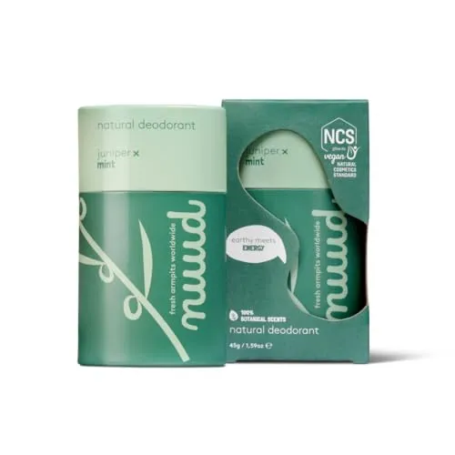 nuud stick deo | 45 Gramm | natürlicher Deodorant, Deo ohne Chemikalien, NCS vegan, 48 Stunden wirksam, parfümfrei, aluminiumfrei, alkoholfrei, unisex, für 6-7 Wochen (Minze und Wacholder)