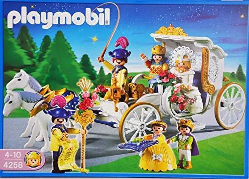 PLAYMOBIL Königliche Hochzeitskutsche 4258 - Märchenhaftes Spielset - Playmobil Set für Kinder ab 4 Jahren, inklusive detailreicher Hochzeitskutsche und 6 Figuren. Fördert Kreativität und Rollenspiele in einer zauberhaften Hochzeitswelt.