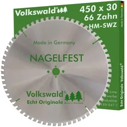 Volkswald Kreissägeblatt Volkswald ® HM-Sägeblatt SWZ 450 x 30 mm Z= 66 Kreissägeblatt nagelfes, Echt Originale Volkswald® Made in Germany