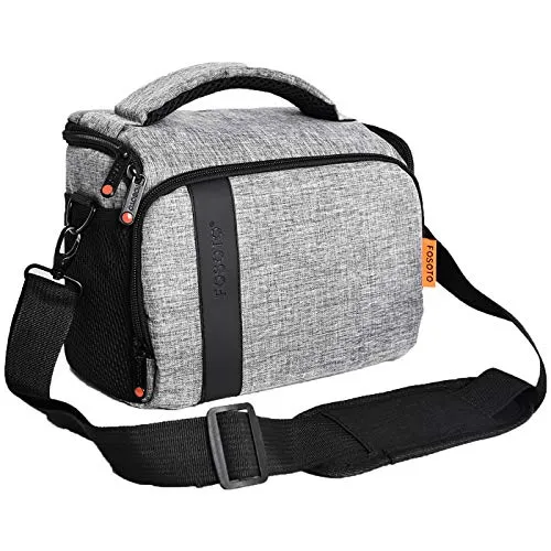 FOSOTO Kameratasche Schultertasche für SLR-Kamera und Zubehör Kompatibel mit Nikon D3500 D5600 D610 D3200 D7500, Canon 2000D 60D 80D 90D 6D MarkII 77D, Fujifilm X-T20 X-A5 X-TYG100 mit Regenhülle