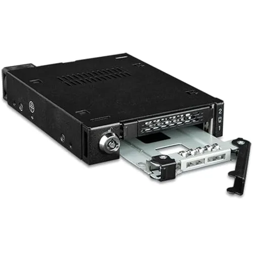 ICY DOCK ToughArmor MB092VK-B: 2 x U.2/U.3 NVMe SSD Wechselrahmen - Festplatten-Zubehör mit Platz für zwei 7mm U.2/U.3 NVMe SSDs, ausgestattet mit einem leistungsstarken 25mm Lüfter für optimale Kühlung und komplett aus Metall für hohe Langlebigkeit.