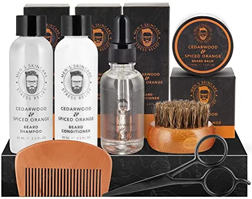 BRUBAKER 7-tlg. Bartpflege Geschenk Set - Bartöle und Pflegeprodukte für Männer, inklusive Bartshampoo, Conditioner, Öl, Balsam und mehr. Perfekt für eine umfassende Bartpflege und ein ideales Geschenk für jeden Anlass!