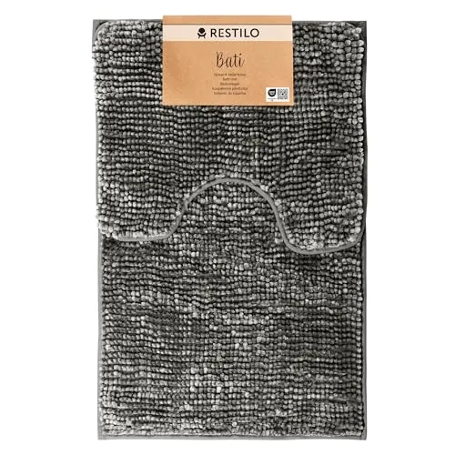 RESTILO Badematte Set 50x80 & 40x50 cm, rutschfest und stilvoll - Badematten & Badteppiche, aus weichem, saugfähigem Material, rutschfest für höchste Sicherheit und nach Öko-Tex Standard 100 zertifiziert.