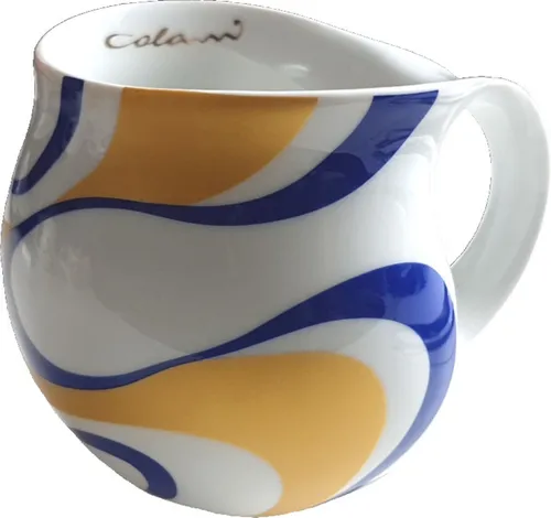 Colani Tasse Becher Kaffeetasse Porzellan 260ml Wave Gold/Blau - Kaffeetasse im modernen Design, dekoriert mit einem einzigartigen Wave-Muster. Ideal für Heißgetränke, spülmaschinen- und mikrowellengeeignet. Perfekt als Geschenk!