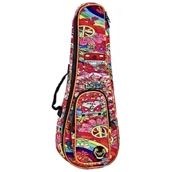 Ortega Guitars Gigbag für Sopran Ukulelen - Peace 68 (KUB-68-SO), stabiles Nylon mit 10 mm Polsterung und verstellbaren Schultergurten