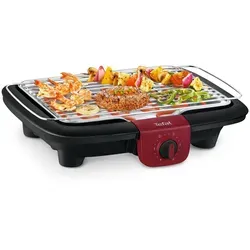Tefal BG90E5 Easygrill Adjust - 2300W Tisch-Elektrogrill in Schwarz, leistungsstark mit regulierbarem Thermostat und spülmaschinenfester Tropfschale