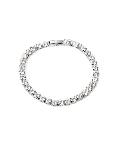 UNSHINEBAR Tennis Armband für Herren in verschiedenen Farben - Streetwear Iced Out Tennis Armband aus Edelstahl und 18K Gold - Wasserfestes Armband (Silber, 18)