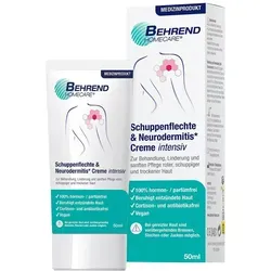 Behrend Schuppenflechte & Neurodermitis Cr.intens. - Medizinische Körperpflege zur Linderung von Ekzem- und Psoriasis-Symptomen wie Rötung und Jucken, mit beruhigendem Arganöl für gesunde, hydratisierte Haut.