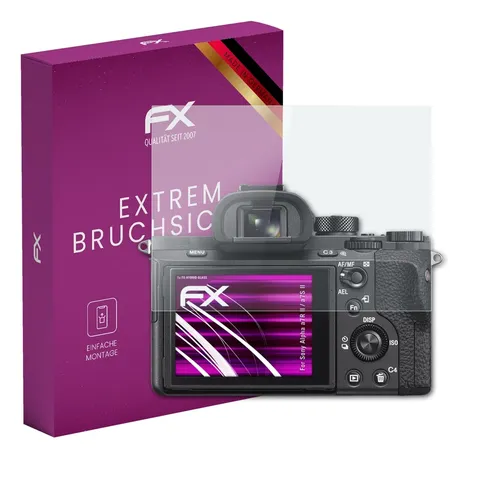 atFoliX Glasfolie kompatibel mit Sony Alpha a7R II / a7S II Panzerfolie, 9H Hybrid-Glass FX Schutzpanzer Folie